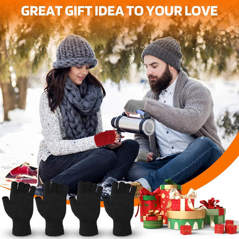 AURUZA 4 Pairs Winter Half Finger Gloves Knitted Fingerless Mittens Warm Stretchy Gloves for Men and Women...